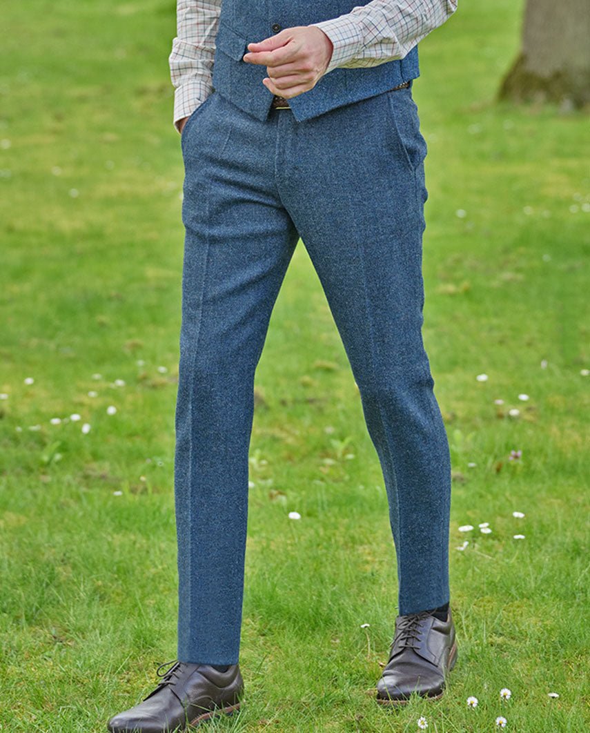 Harris Tweed Hose ''Mr. Miller " in blue shadow - Wellington of Bilmore