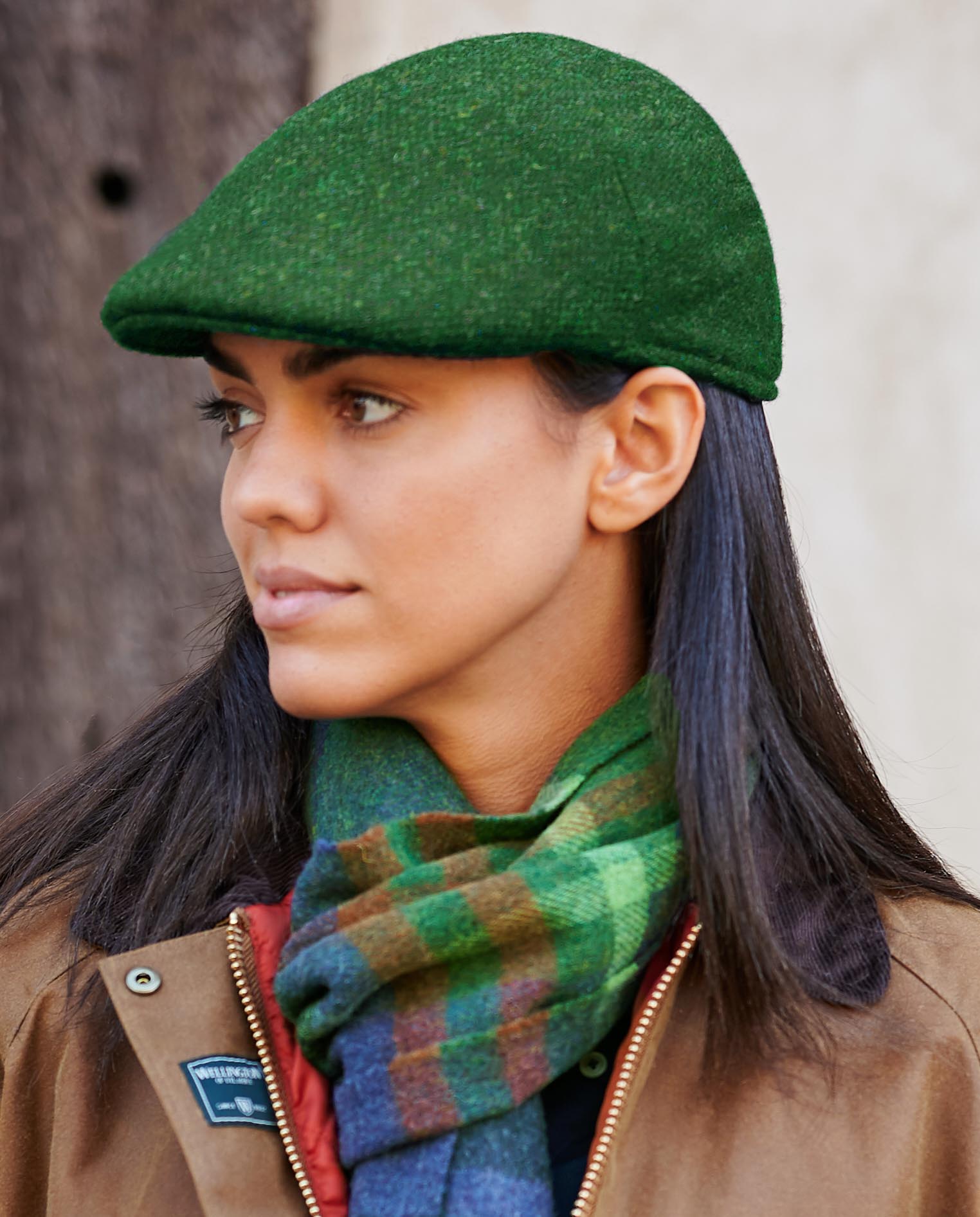 Harris Tweed Mütze ''Henry Cap'' in green Twill - Wellington of Bilmore