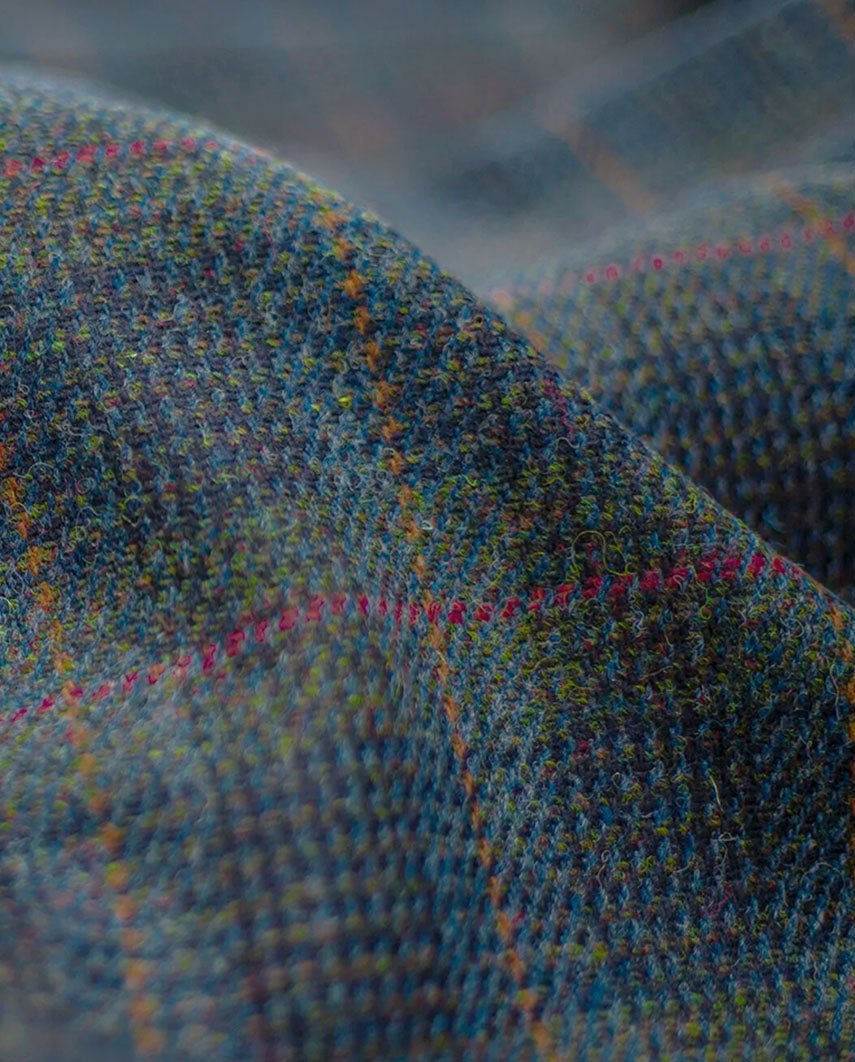 Harris Tweed Mütze "Henry Cap" in multi - blue Tweed - Wellington of Bilmore