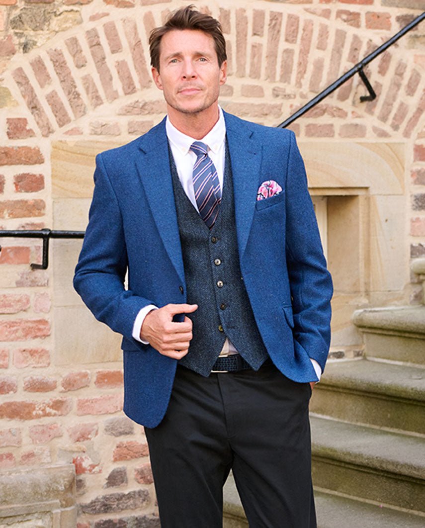 Harris Tweed Sakko ''London'' in blue Twill - Wellington of Bilmore