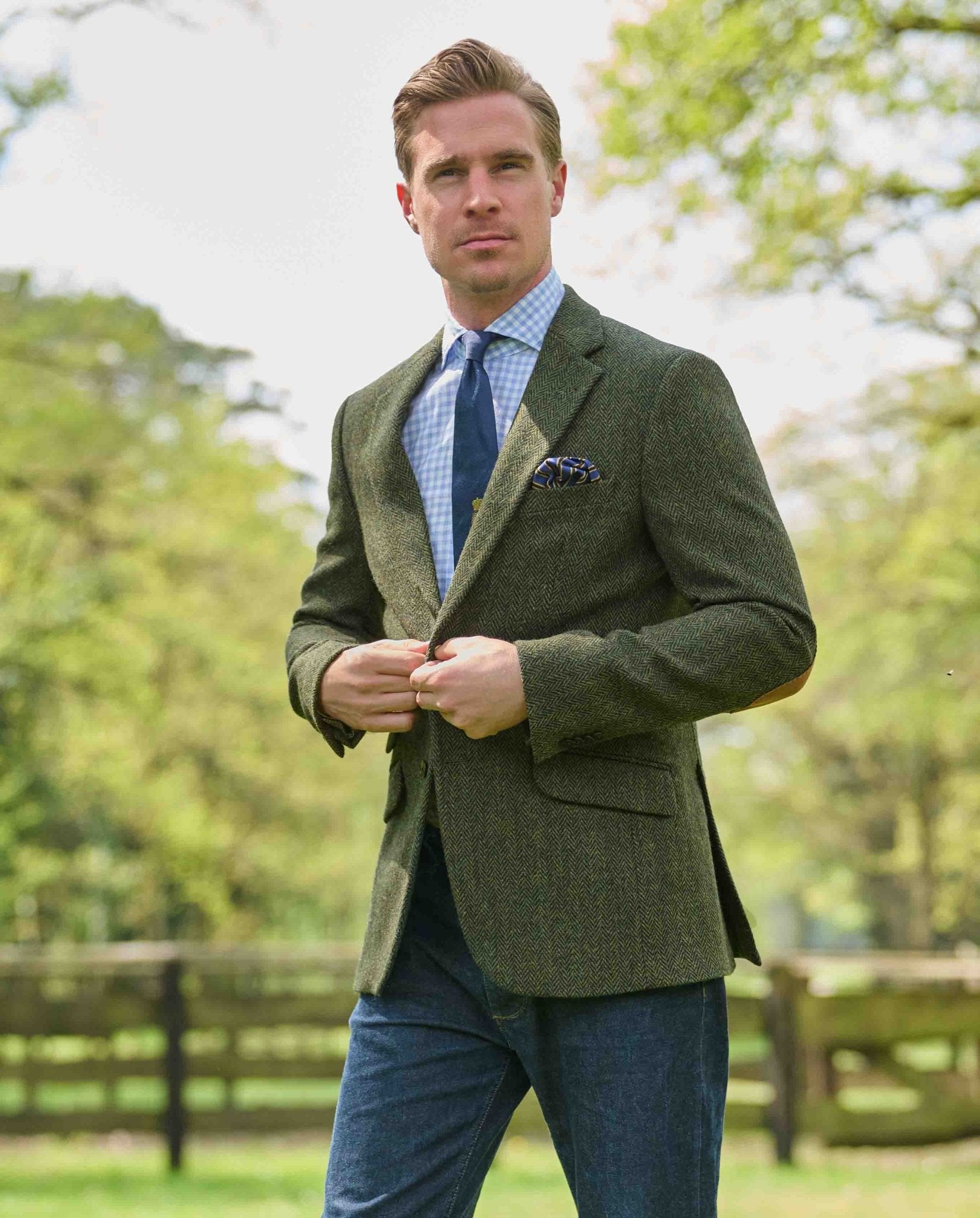 Harris Tweed Sakko ''London'' in green Island Herringbone - Wellington of Bilmore