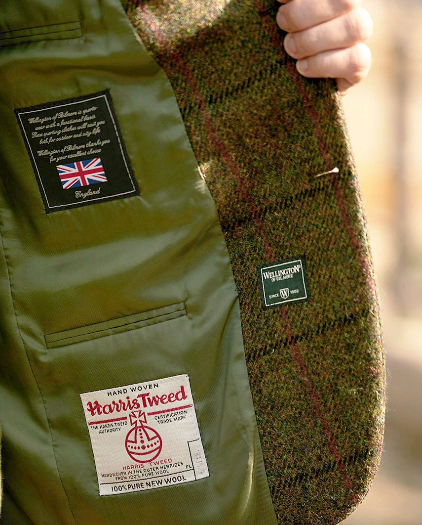 Harris Tweed Sakko ''London'' in green Overcheck - Wellington of Bilmore