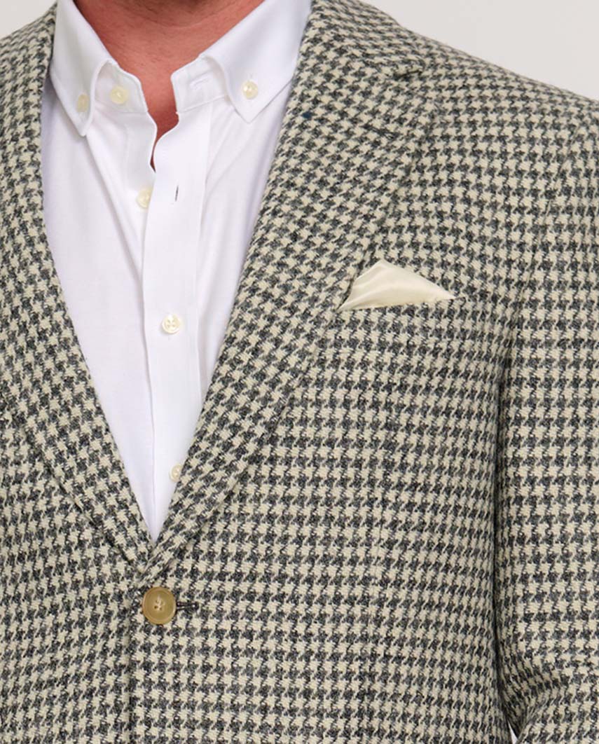 Harris Tweed Sakko ''London'' in grey - cream houndstooth - Wellington of Bilmore