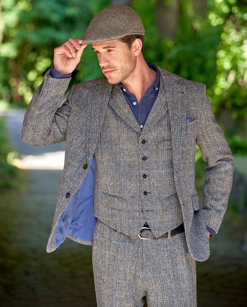 Harris Tweed Sakko ''London'' in grey Herringbone - Wellington of Bilmore