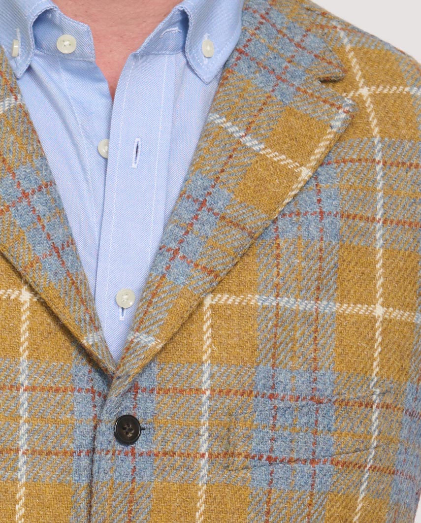 Harris Tweed Weste "Wales" in amber check - Wellington of Bilmore