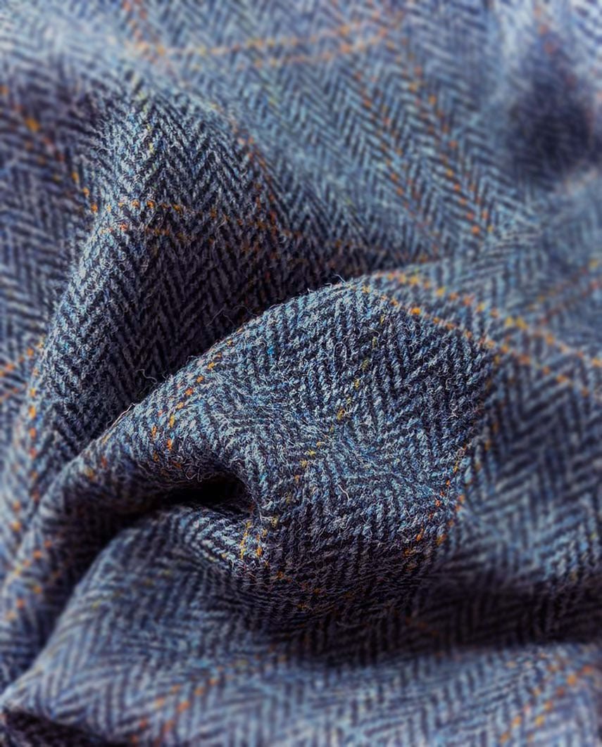 Harris Tweed Weste ''Wales'' in grey - blue herringbone - Wellington of Bilmore