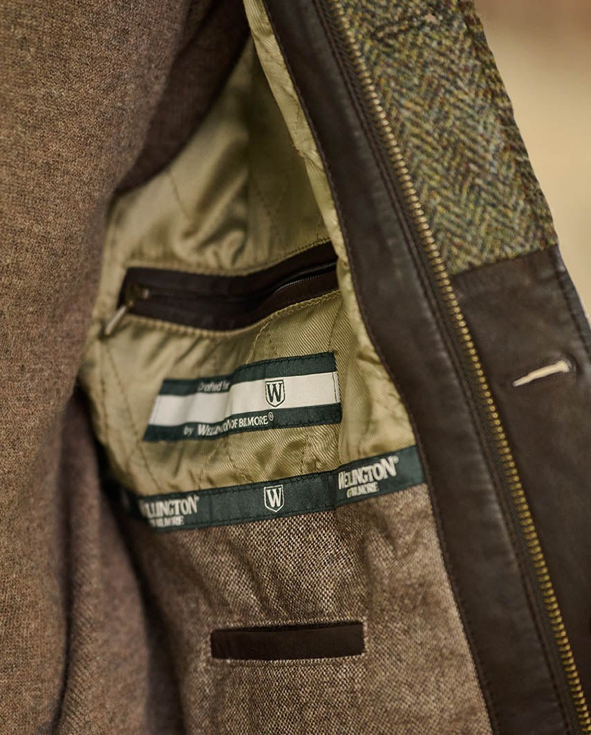 Herren Lederjacke ''Belfast'' in dark brown aus feinstem Lamm Nubukleder - Wellington of Bilmore