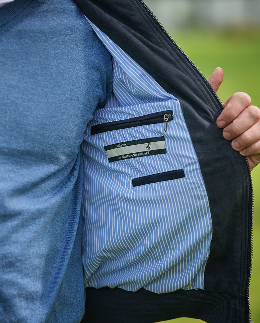 Lederblouson ”Winston III” für Herren in denim blue - Wellington of Bilmore