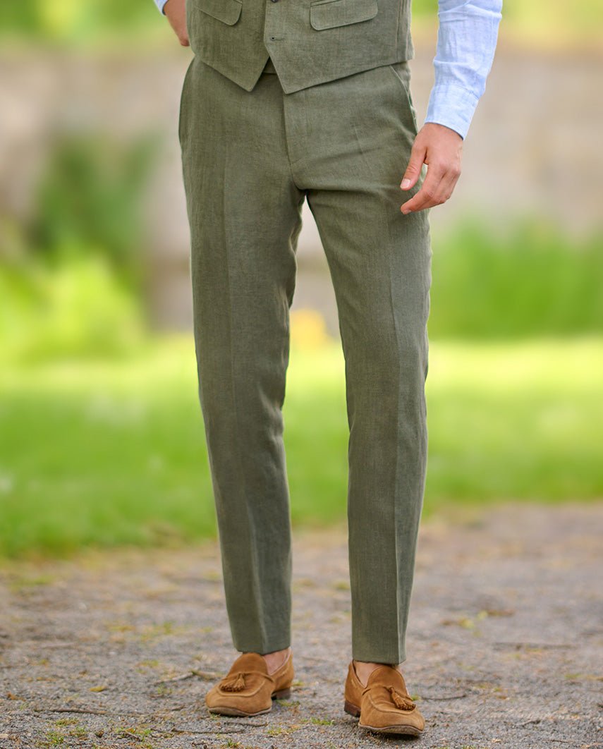 Leinenhose für Herren "Mr. Miller" in oliv - Wellington of Bilmore