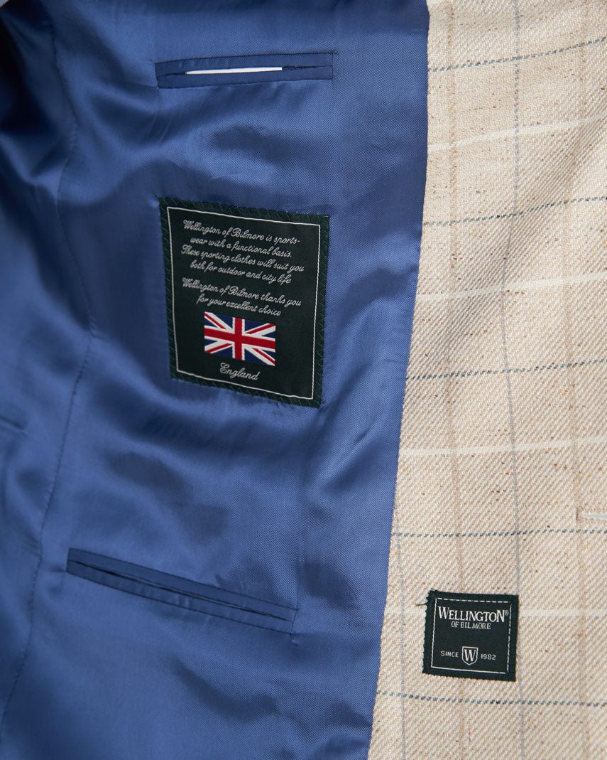 Sommersakko ''London SO'' aus Seide in light cream check - Wellington of Bilmore