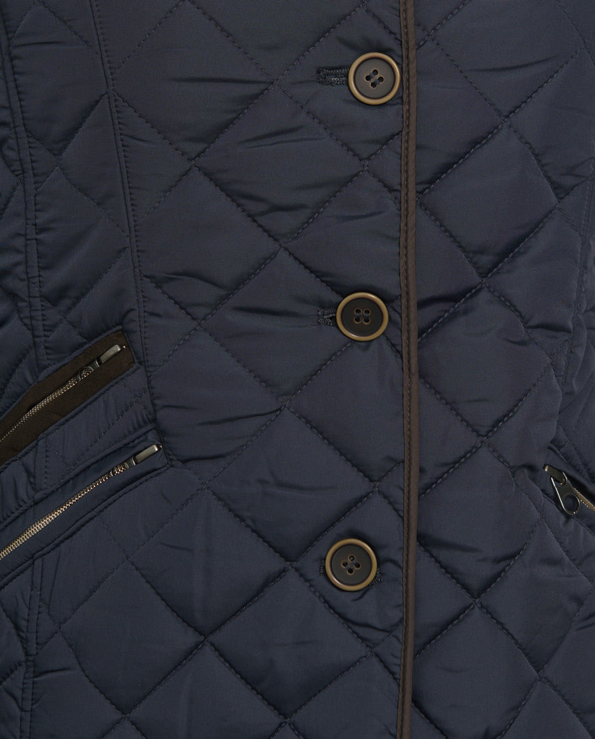 Steppmantel ''Gabby'' mit Tweed Besatz in navy