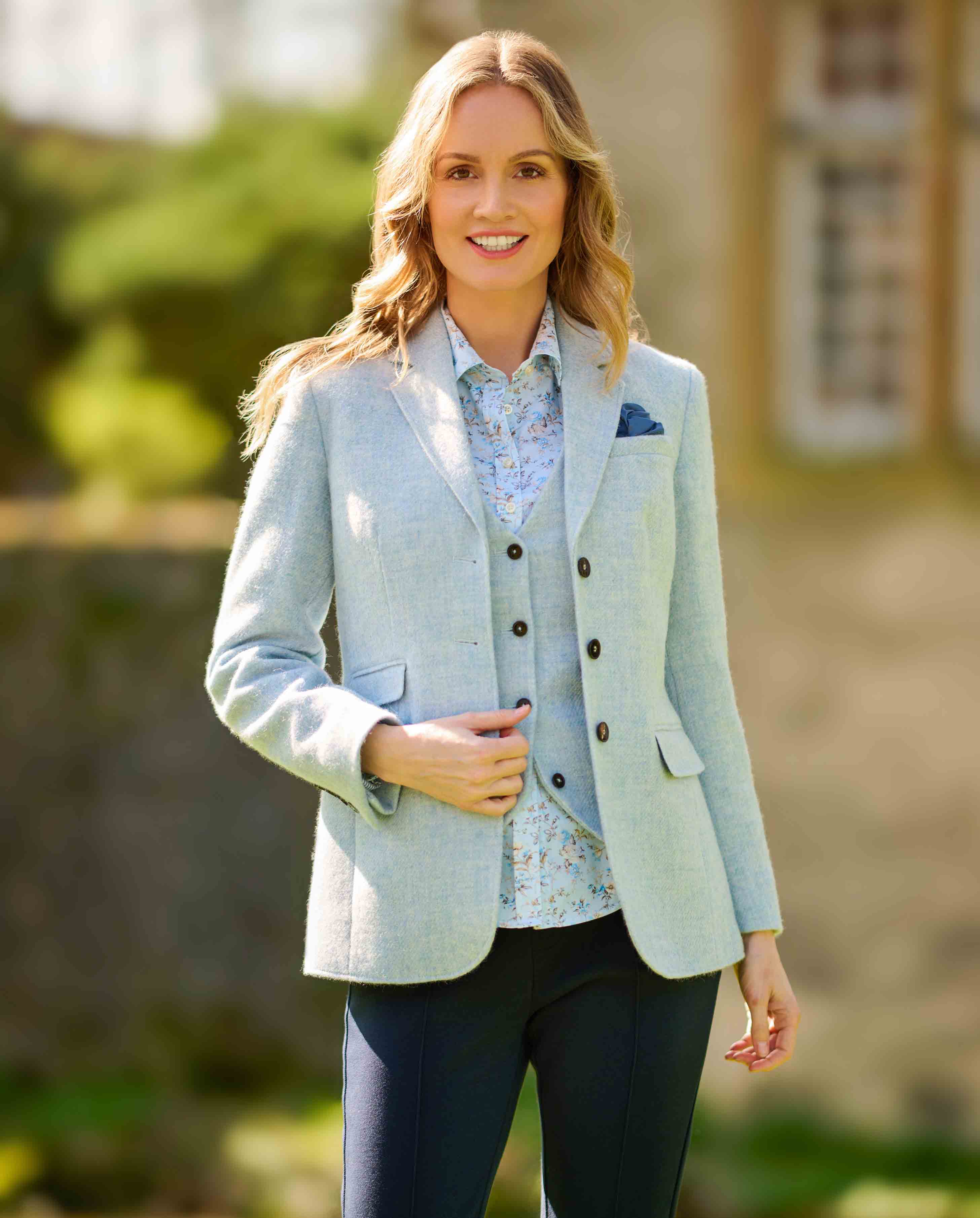 Harris Tweed Blazer ''Carola'' in light blue Twill