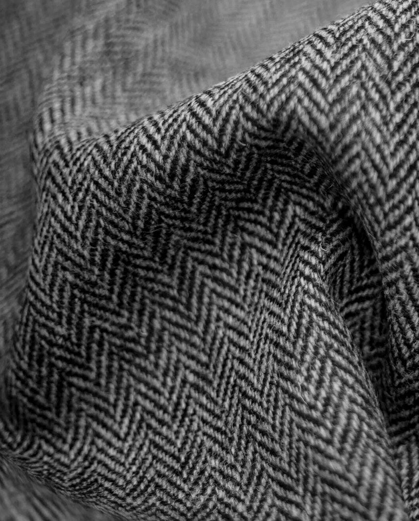 Harris Tweed Blazermantel “Barney” für Herren in black Herringbone - Wellington of Bilmore