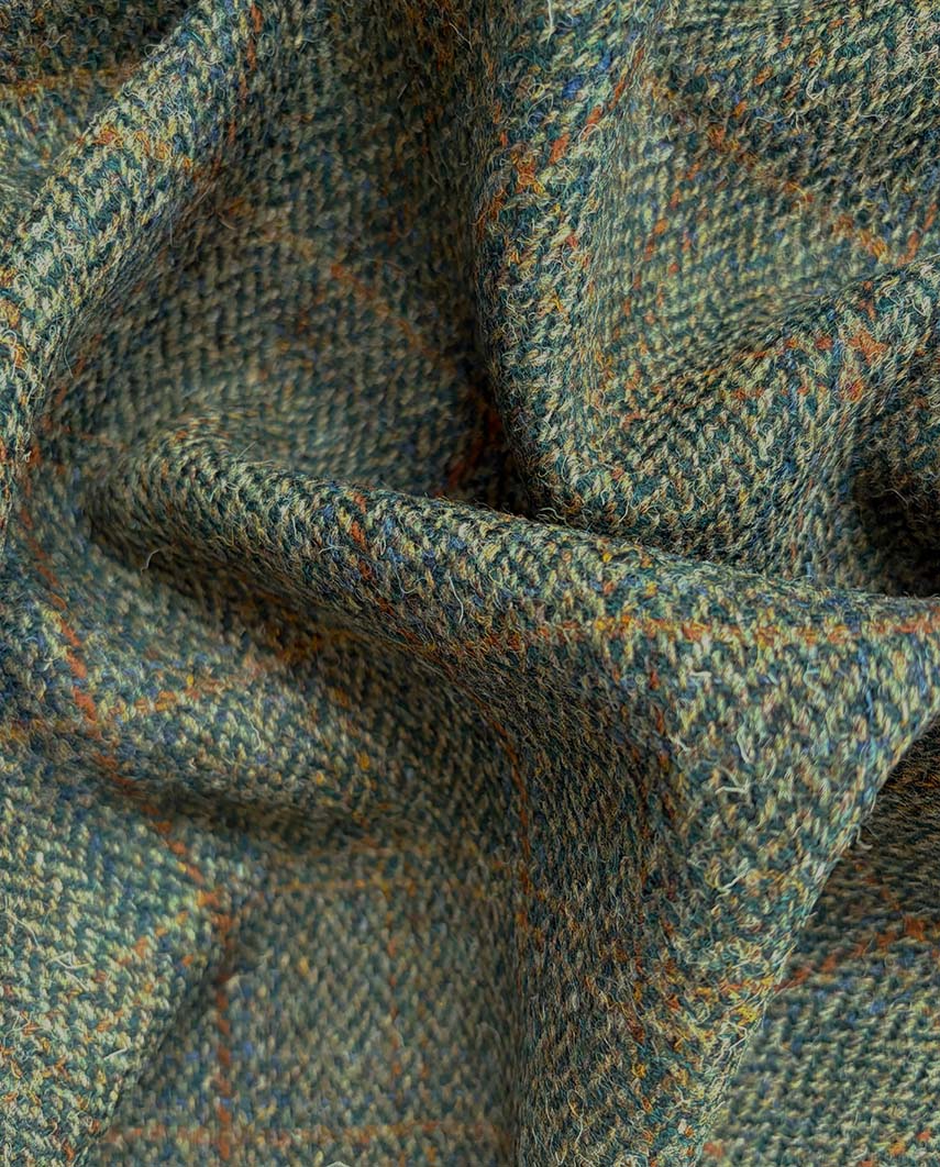 Harris Tweed Hose ''Mr. Miller " in oliv - blue Overcheck - Wellington of Bilmore