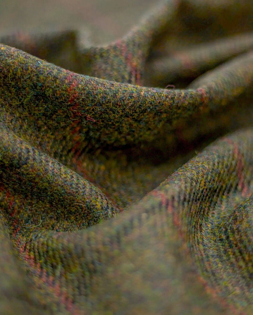 Harris Tweed Mütze "Henry Cap" in green Overcheck - Wellington of Bilmore
