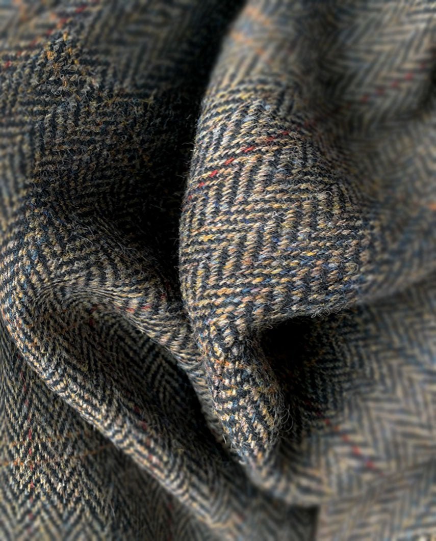 Harris Tweed Mütze "Henry Cap" in highland green herringbone - Wellington of Bilmore