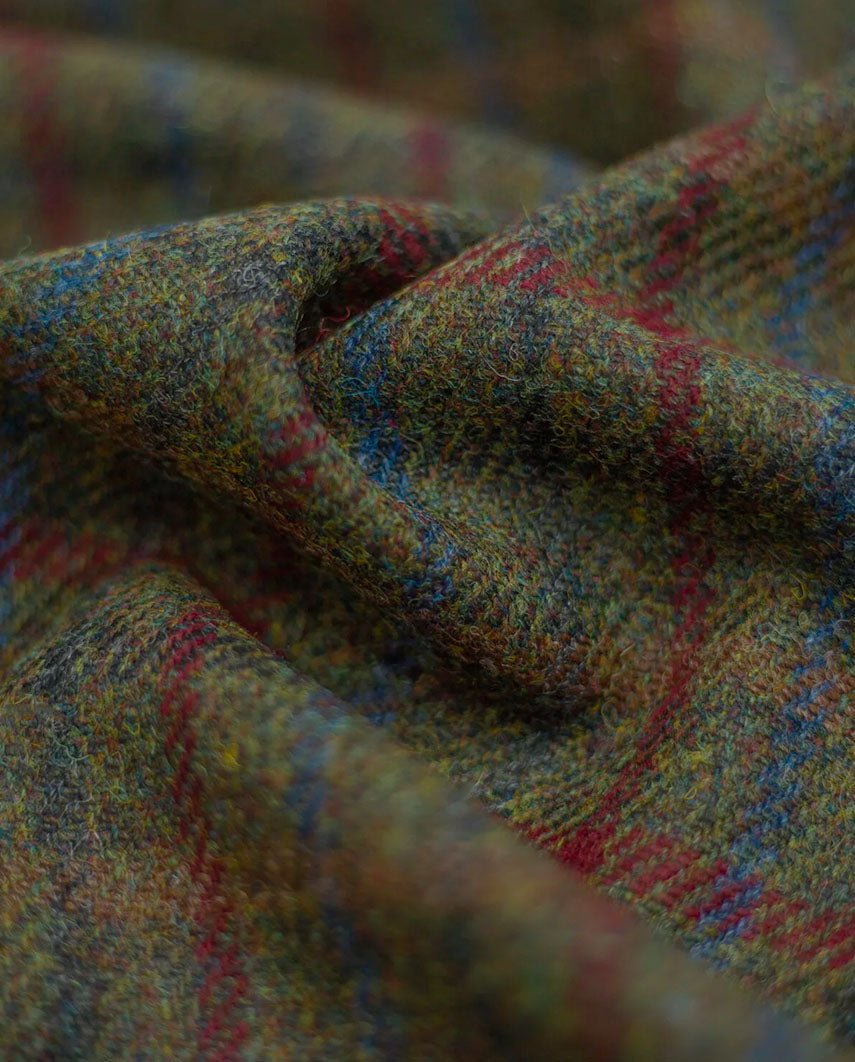 Harris Tweed Mütze "Henry Cap" in red - blue Check - Wellington of Bilmore