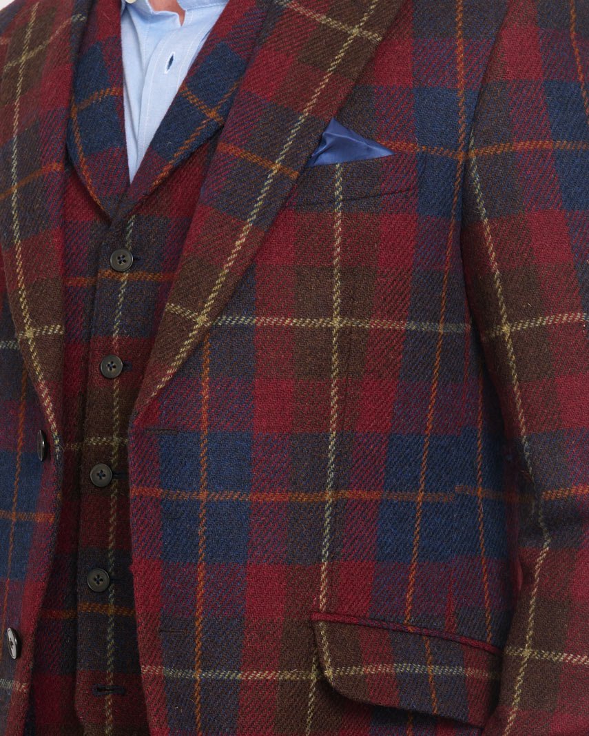 Harris Tweed Sakko ''London'' in berry check - Wellington of Bilmore