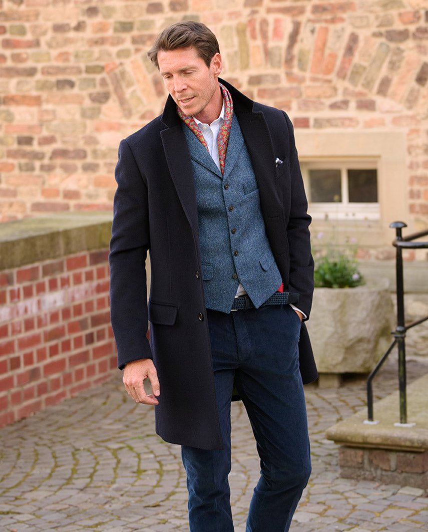 Herren Blazermantel ''Edwin'' aus Woll - Kaschmir - Mix in navy - Wellington of Bilmore