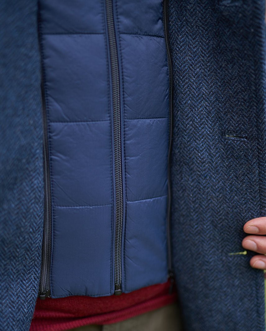 Herren Kurzmantel ”Flynston” mit Westeneinsatz in blue Herringbone - Wellington of Bilmore