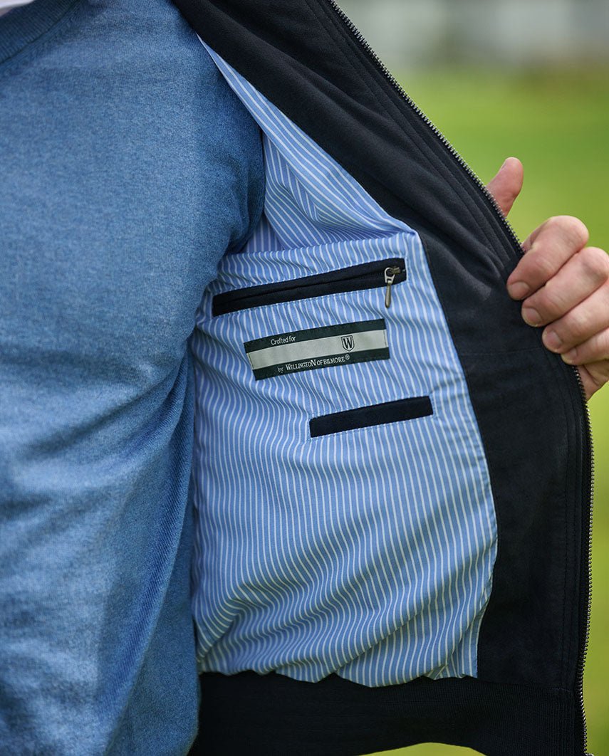 Lederblouson ”Winston III” für Herren in navy - Wellington of Bilmore