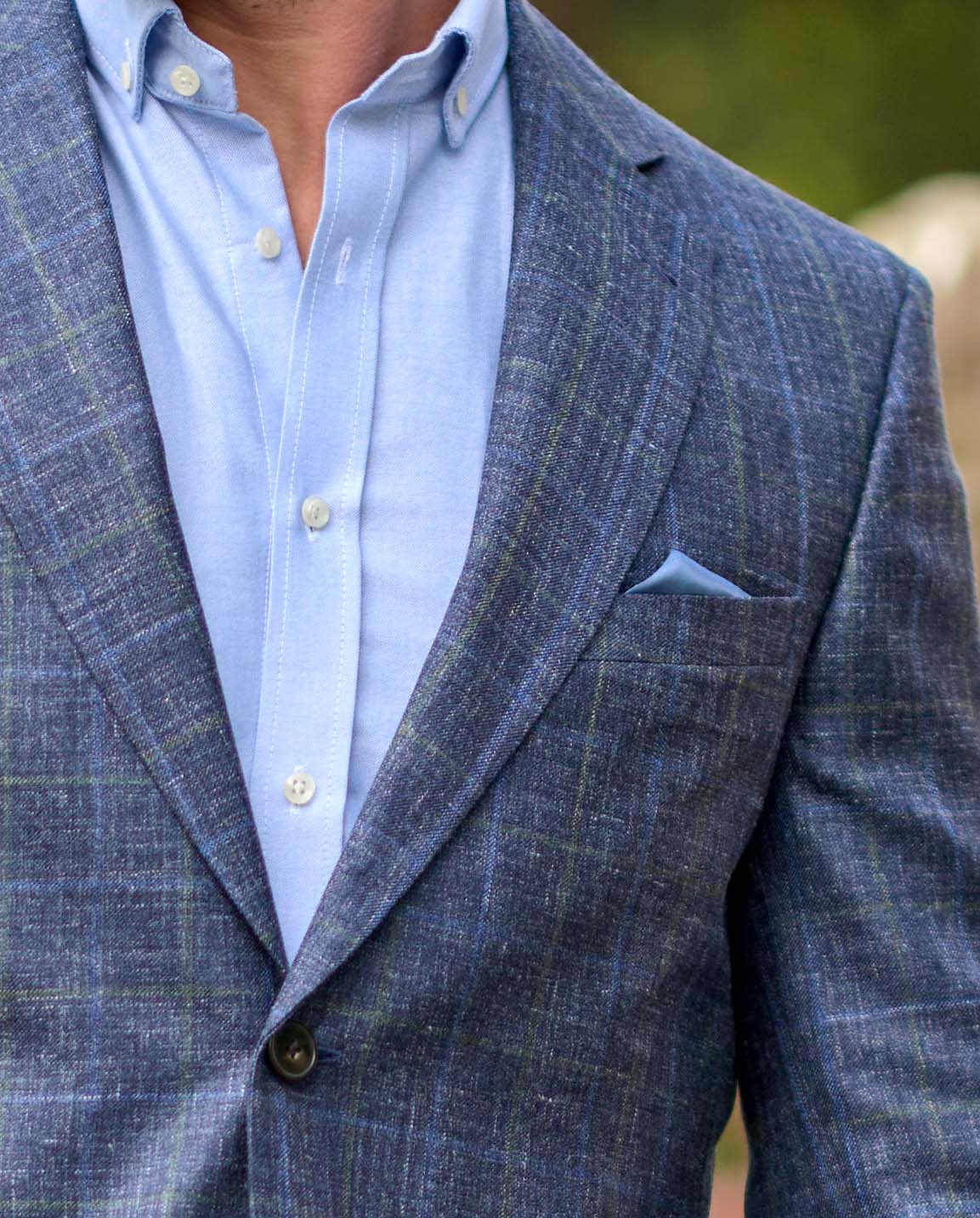 Leichtes Sommersakko ''London'' aus Schurwoll - Mix in navy check - Wellington of Bilmore