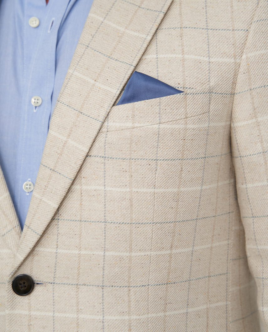 Sommersakko ''London SO'' aus Seide in light cream check - Wellington of Bilmore